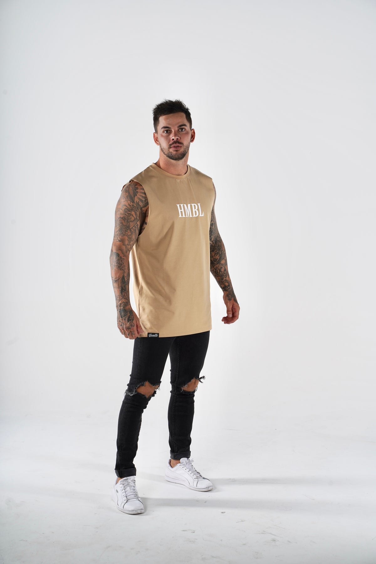 Block Muscle Tee Brown